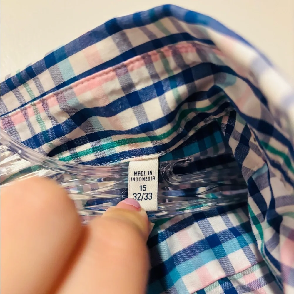 IZOD Stretch Collar Regular Fit Men's Plaid Button Down Shirt, Size 15 32/33